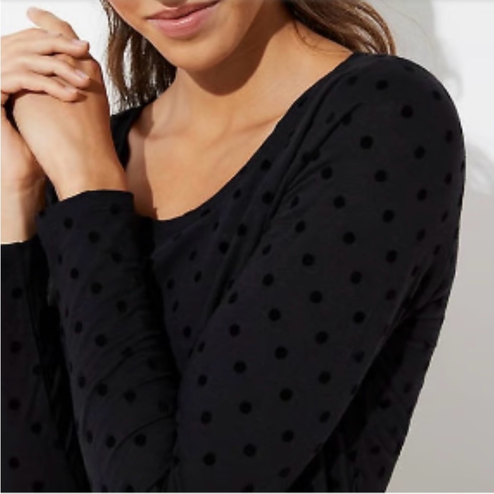 LOFT Elegant Black Polka Dot Women's Top
